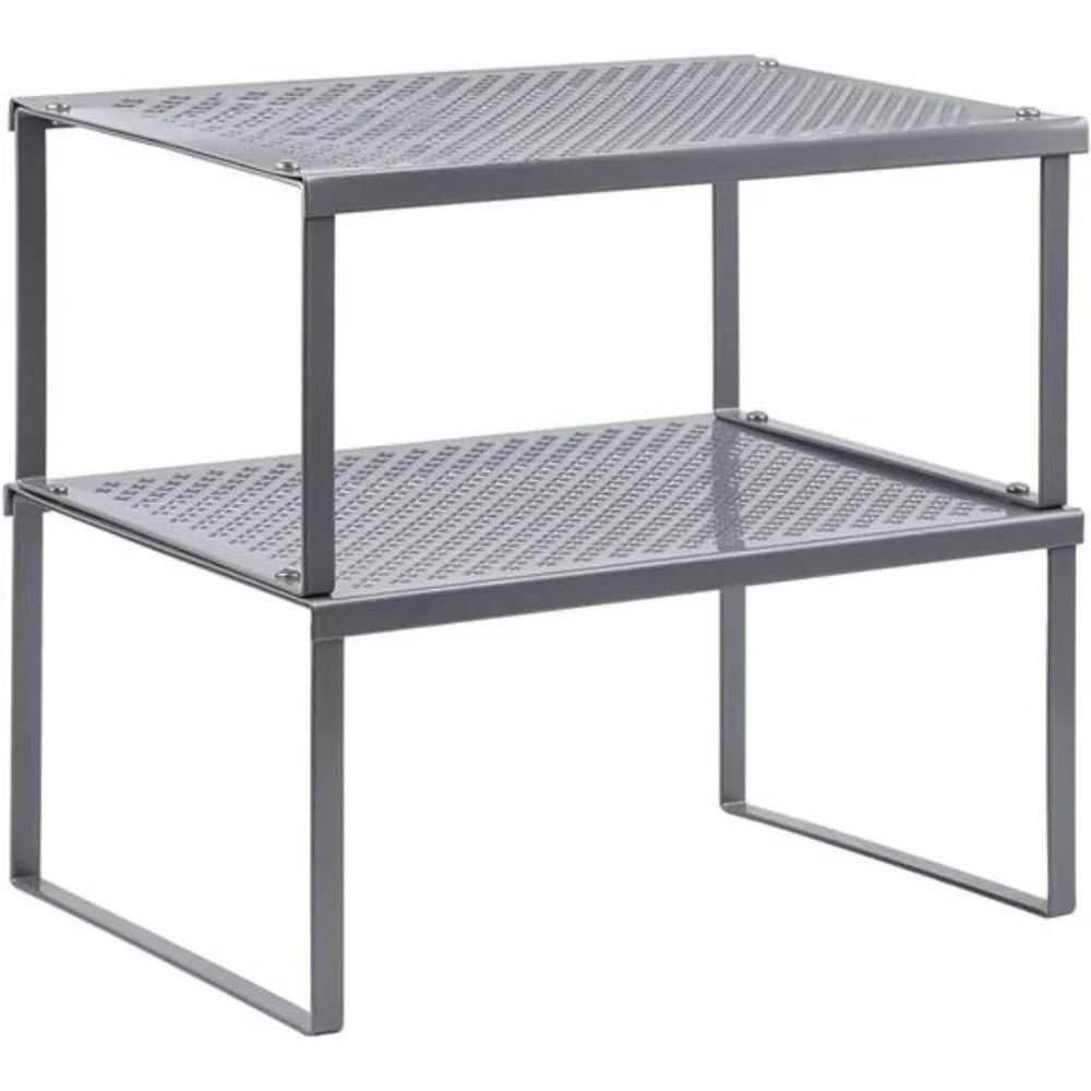 Kitchen Shelf Organizer, Stackable & Expandable, Dark Silver - Picture 1 of 6